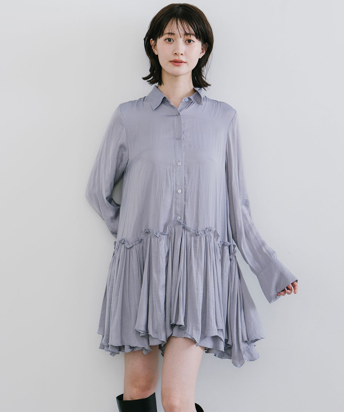 ケーブルニット×ペプラムシャツミニワンピース（COCO DEAL）｜ルミネの