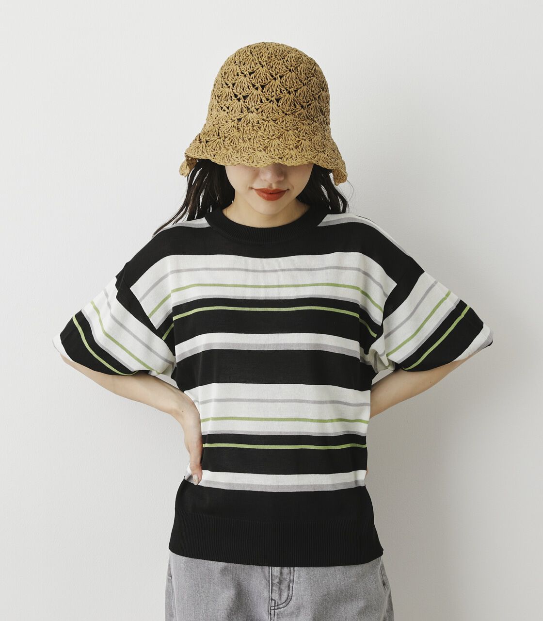 RODEO CROWNS「（WEB限定）マルチボーダーサマーニットトップス」|ニット・セーター|