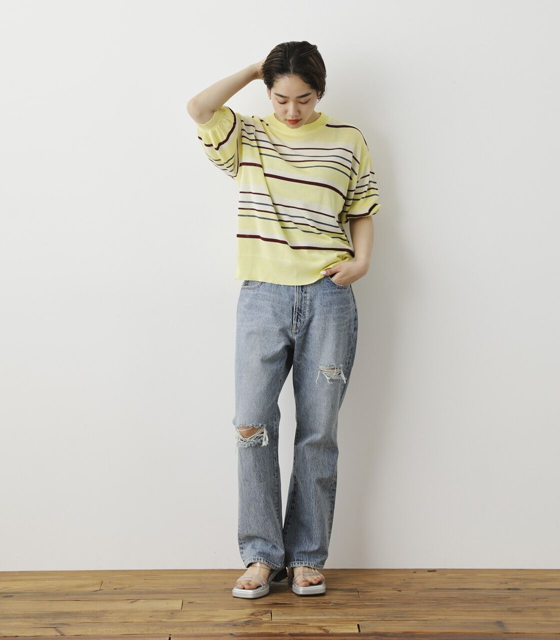 RODEO CROWNS「（WEB限定）マルチボーダーサマーニットトップス」|ニット・セーター|