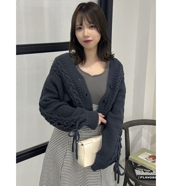dazzlin「ローゲージケーブルショートカーディガン」|カーディガン|ネイビー