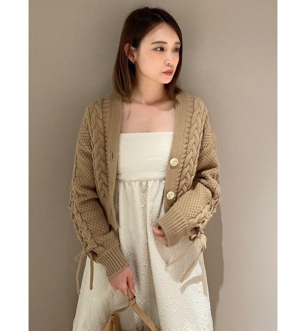 dazzlin「ローゲージケーブルショートカーディガン」|カーディガン|モカ