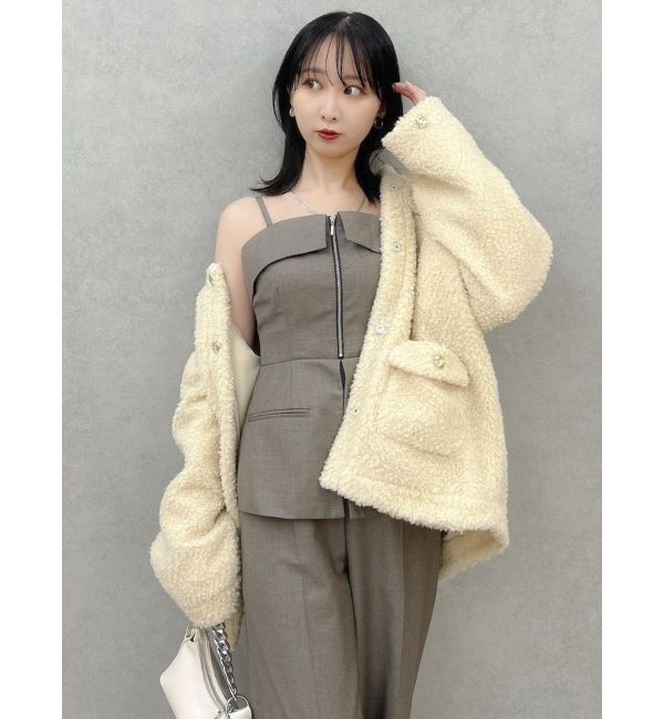 dazzlin「フロントジップペプラムオールインワン」|ワンピース|