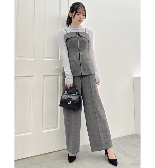 dazzlin「フロントジップペプラムオールインワン」|ワンピース|