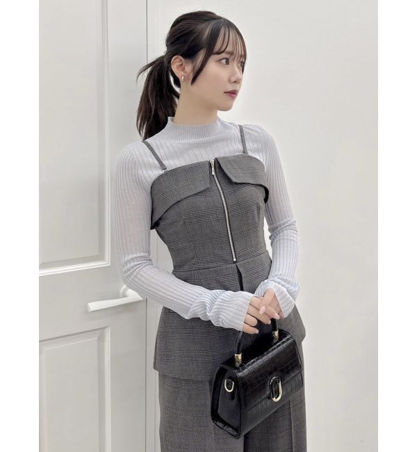 dazzlin「フロントジップペプラムオールインワン」|ワンピース|