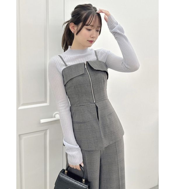 dazzlin「フロントジップペプラムオールインワン」|ワンピース|