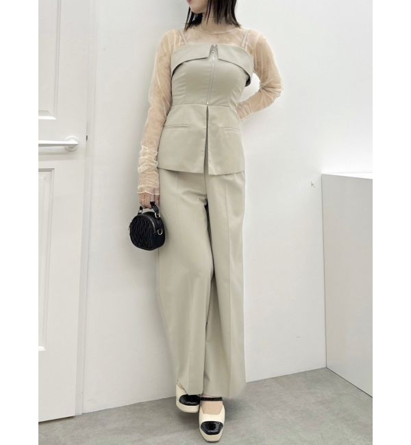 dazzlin「フロントジップペプラムオールインワン」|ワンピース|