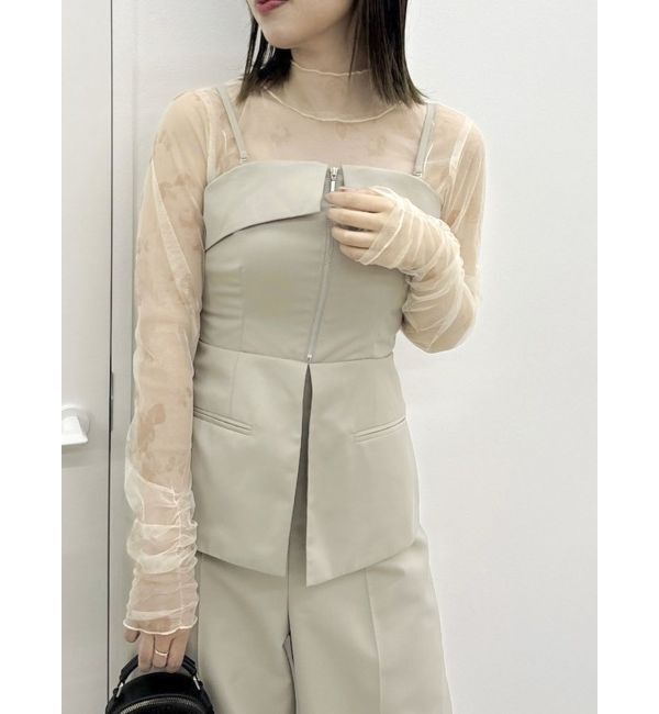 dazzlin「フロントジップペプラムオールインワン」|ワンピース|