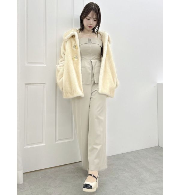 dazzlin「フロントジップペプラムオールインワン」|ワンピース|