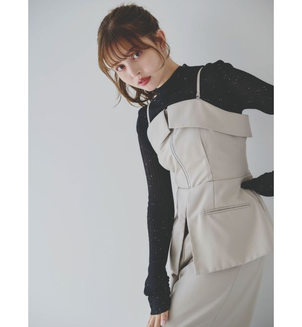 dazzlin「フロントジップペプラムオールインワン」|ワンピース|