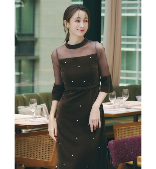 dazzlin「【藤井サチコラボ】パールビジューベロアナロードレス」|ドレス|