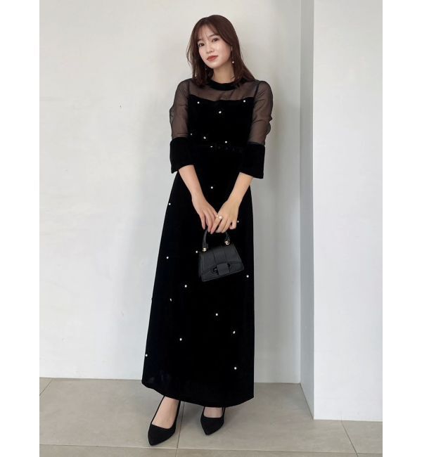 dazzlin「【藤井サチコラボ】パールビジューベロアナロードレス」|ドレス|