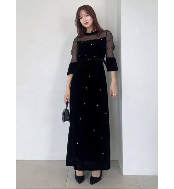 dazzlin「【藤井サチコラボ】パールビジューベロアナロードレス」|ドレス|