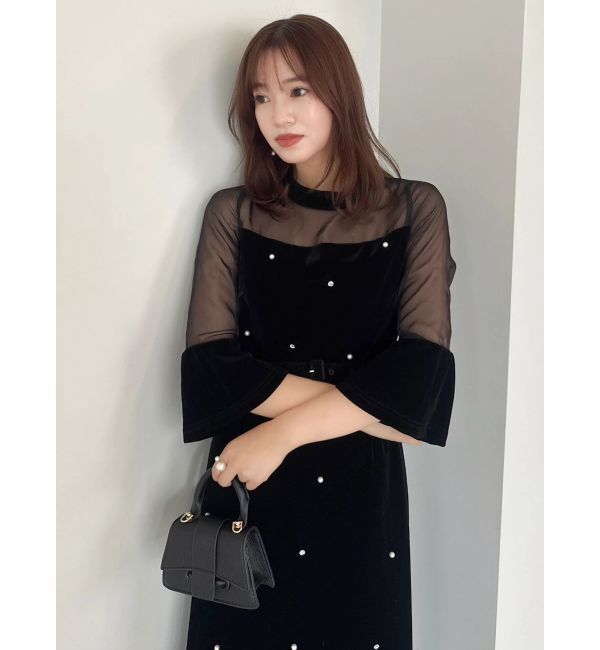 dazzlin「【藤井サチコラボ】パールビジューベロアナロードレス」|ドレス|