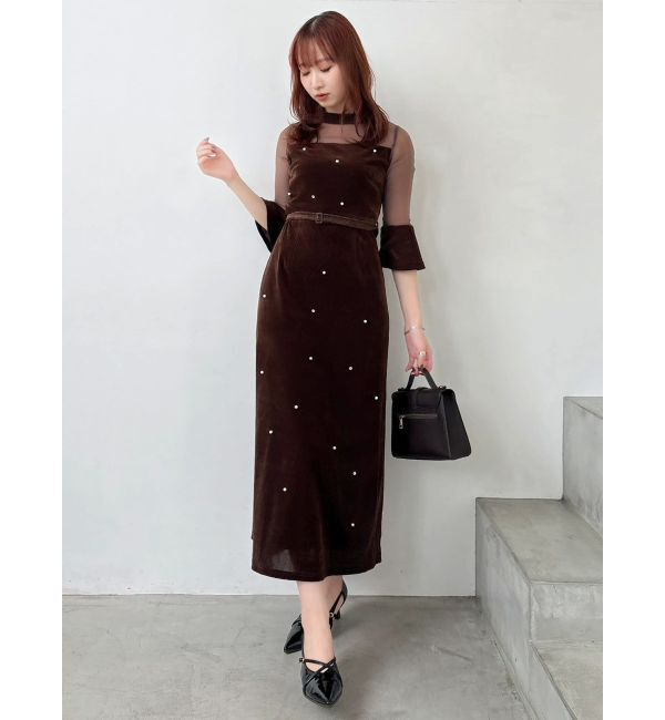 dazzlin「【藤井サチコラボ】パールビジューベロアナロードレス」|ドレス|