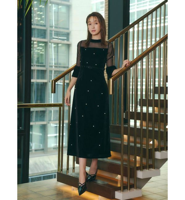 dazzlin「【藤井サチコラボ】パールビジューベロアナロードレス」|ドレス|