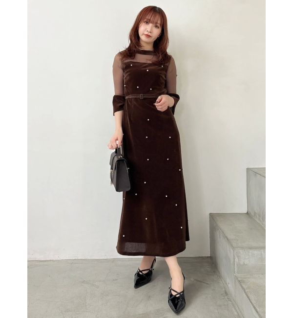 dazzlin「【藤井サチコラボ】パールビジューベロアナロードレス」|ドレス|