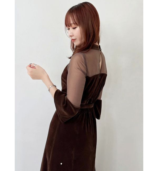 dazzlin「【藤井サチコラボ】パールビジューベロアナロードレス」|ドレス|