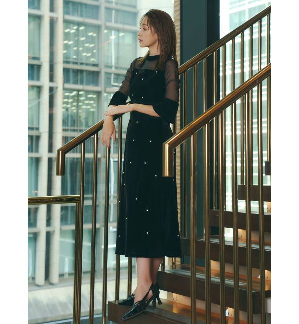dazzlin「【藤井サチコラボ】パールビジューベロアナロードレス」|ドレス|