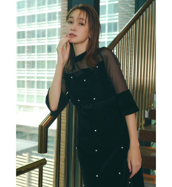 dazzlin「【藤井サチコラボ】パールビジューベロアナロードレス」|ドレス|