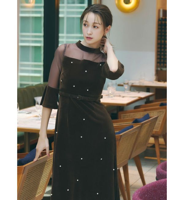 dazzlin「【藤井サチコラボ】パールビジューベロアナロードレス」|ドレス|