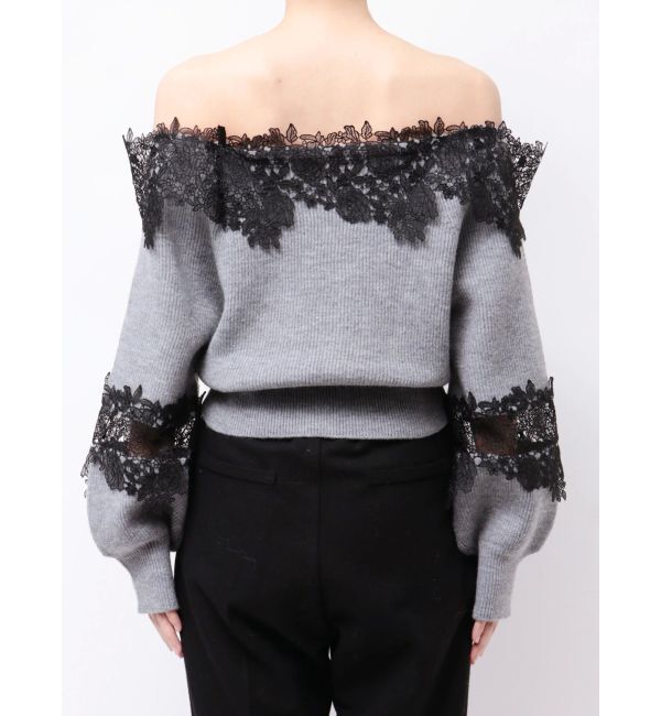 MERCURYDUO「オフショルレースカットアウトニット」|ニット・セーター|
