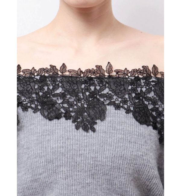 MERCURYDUO「オフショルレースカットアウトニット」|ニット・セーター|