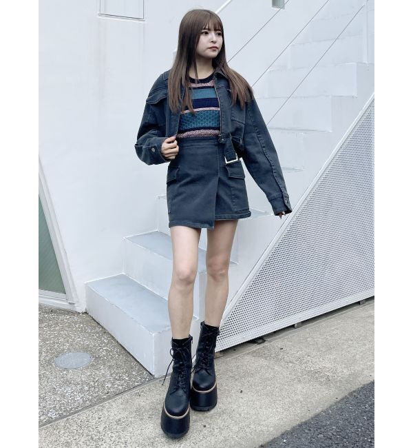 MURUA「クロシェミックスハーフスリーブニット」|ニット・セーター|