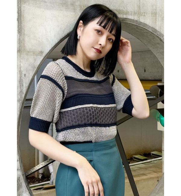 MURUA「クロシェミックスハーフスリーブニット」|ニット・セーター|