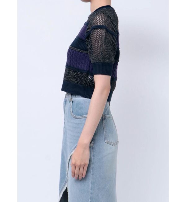MURUA「クロシェミックスハーフスリーブニット」|ニット・セーター|