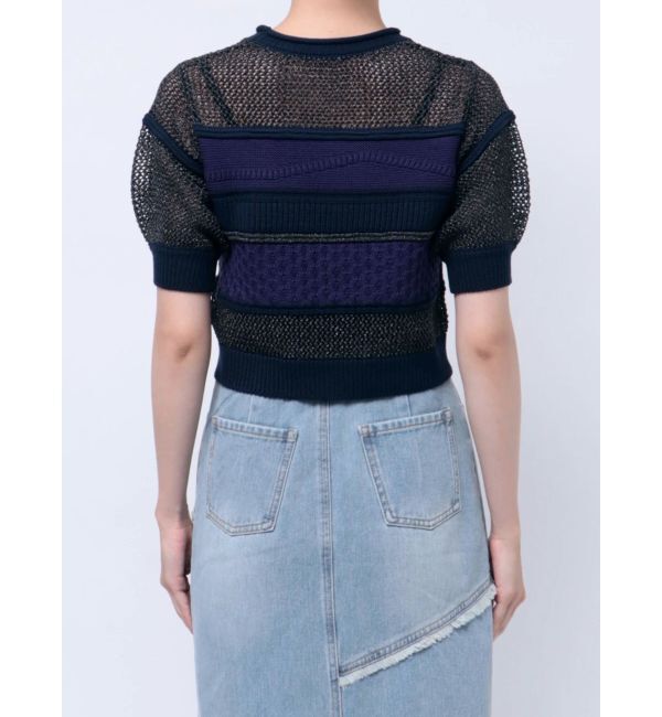 MURUA「クロシェミックスハーフスリーブニット」|ニット・セーター|