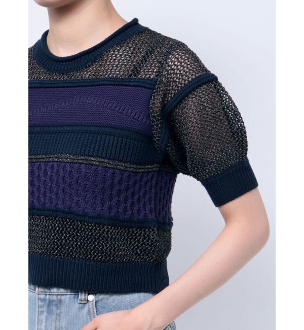 MURUA「クロシェミックスハーフスリーブニット」|ニット・セーター|