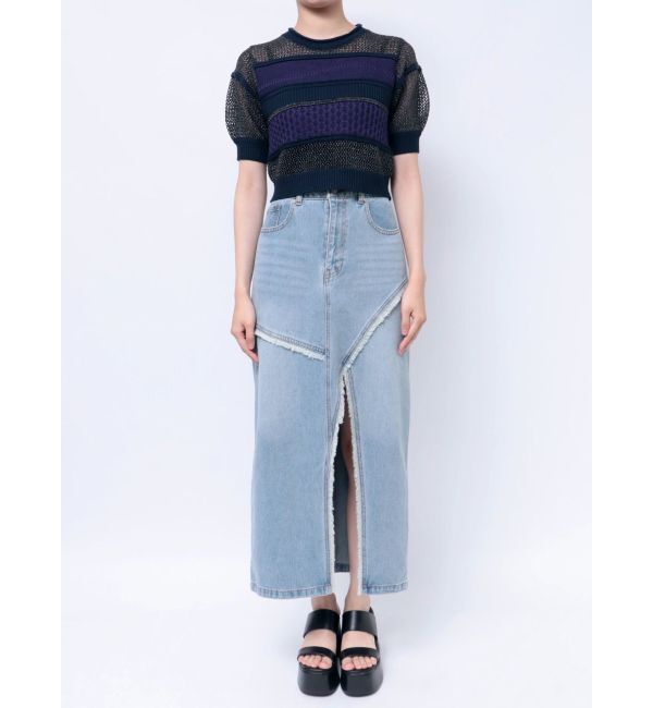 MURUA「クロシェミックスハーフスリーブニット」|ニット・セーター|