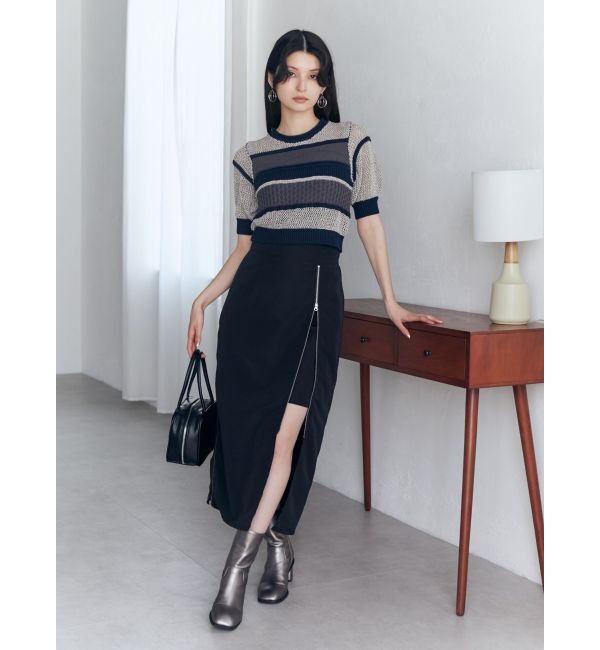 MURUA「クロシェミックスハーフスリーブニット」|ニット・セーター|