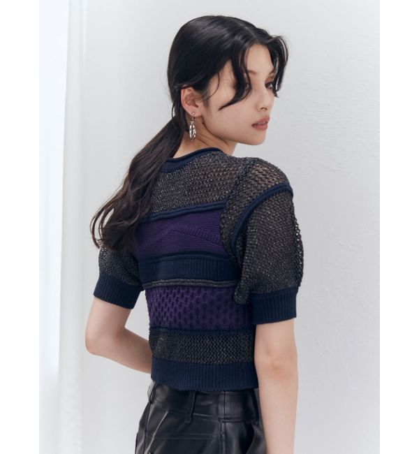 MURUA「クロシェミックスハーフスリーブニット」|ニット・セーター|