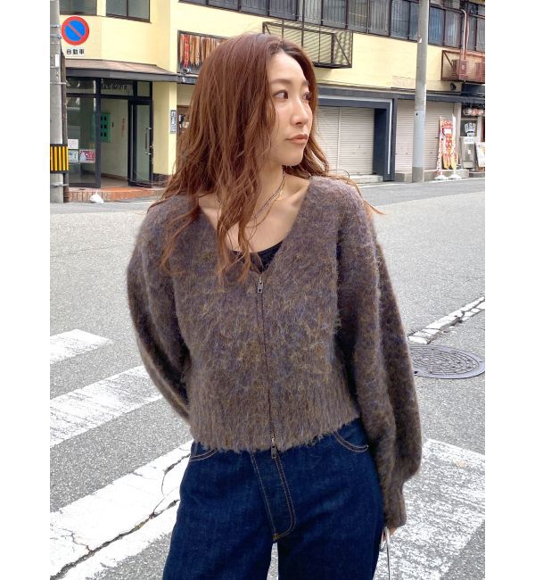 Ungrid「ダブルジップＶネックニットカーデ」|カーディガン|