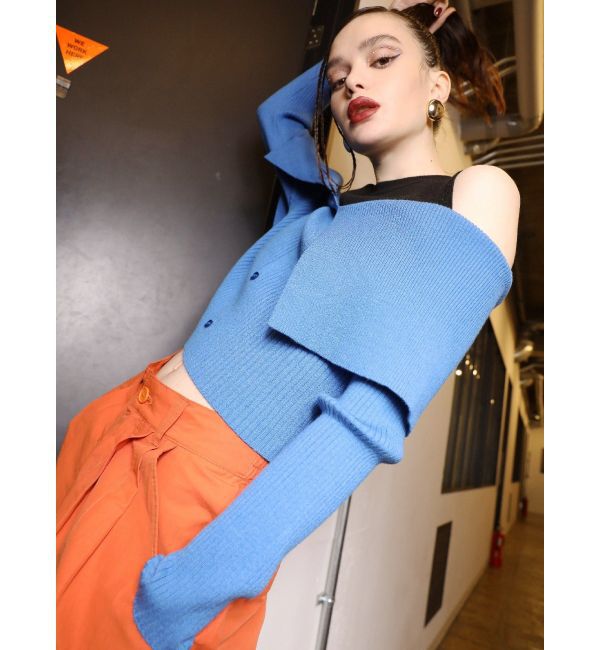 EVRIS「レイヤードオープンショルダーニットトップス」|ニット・セーター|