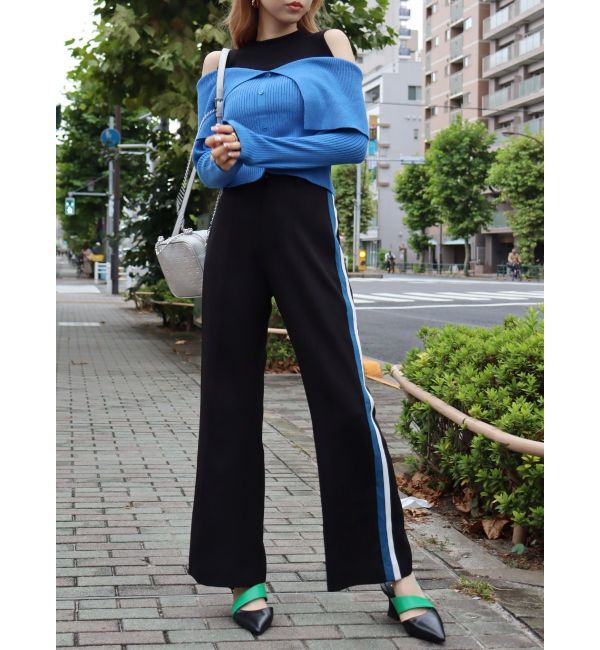 EVRIS「レイヤードオープンショルダーニットトップス」|ニット・セーター|