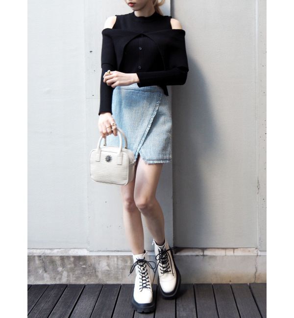 EVRIS「レイヤードオープンショルダーニットトップス」|ニット・セーター|