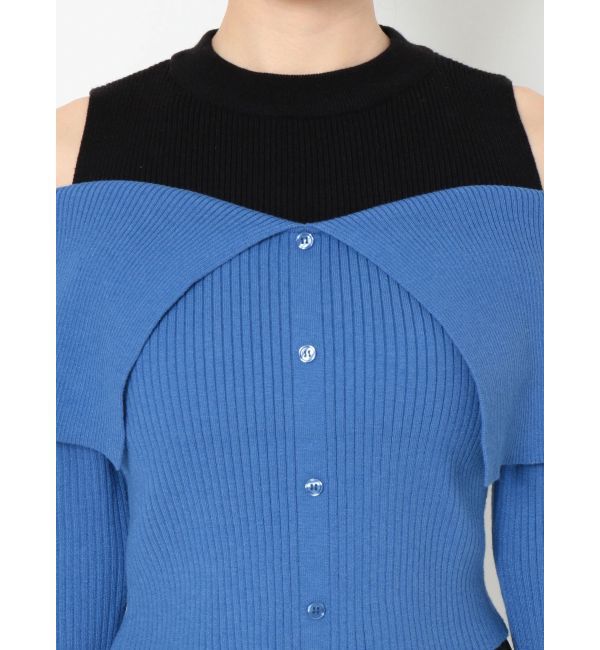 EVRIS「レイヤードオープンショルダーニットトップス」|ニット・セーター|