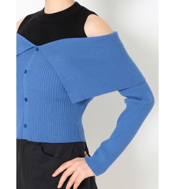 EVRIS「レイヤードオープンショルダーニットトップス」|ニット・セーター|