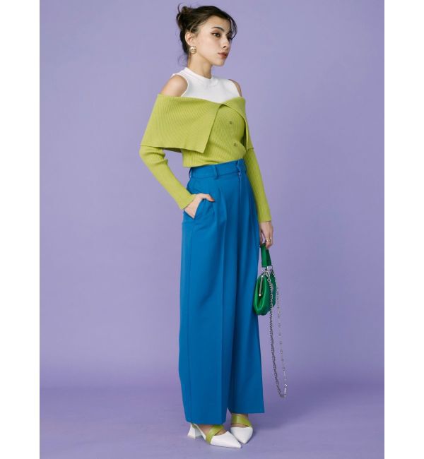 EVRIS「レイヤードオープンショルダーニットトップス」|ニット・セーター|