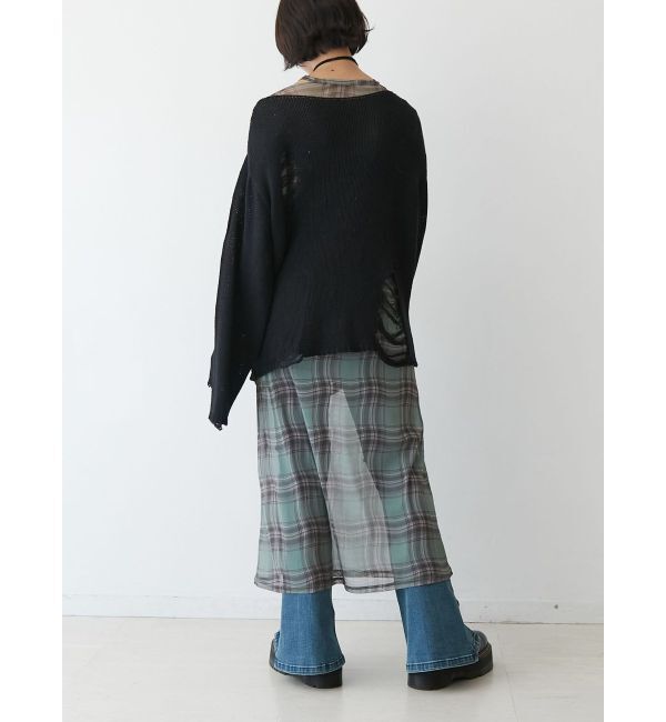 jouetie「チェックパターンシアーマキシワンピース」|ワンピース|