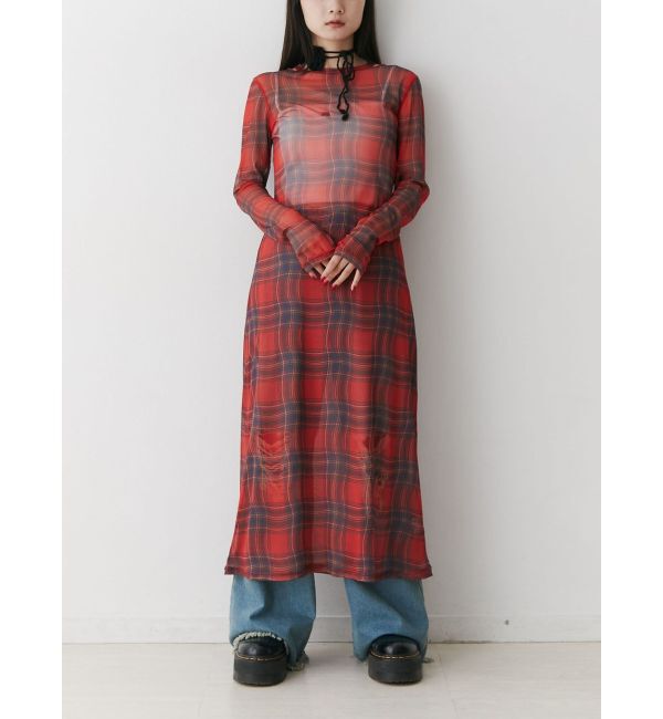 jouetie「チェックパターンシアーマキシワンピース」|ワンピース|