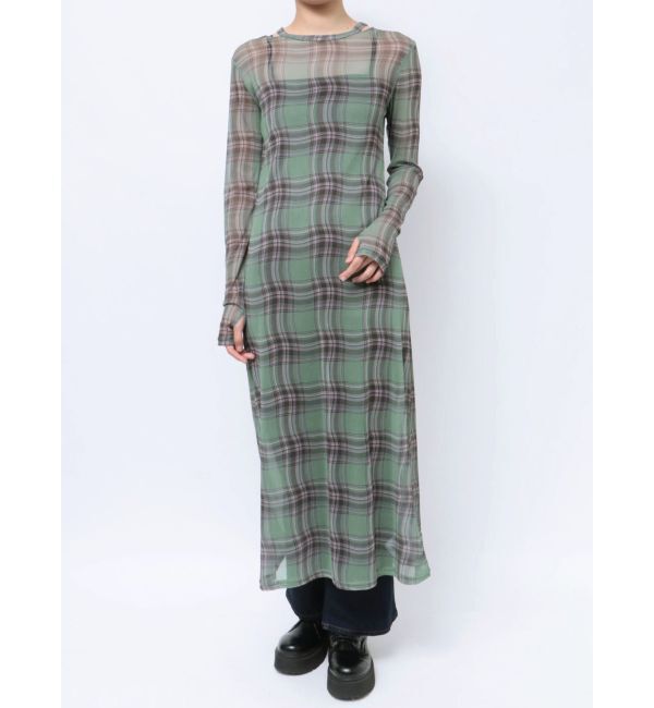 jouetie「チェックパターンシアーマキシワンピース」|ワンピース|