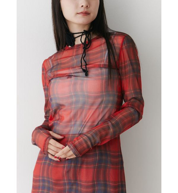 jouetie「チェックパターンシアーマキシワンピース」|ワンピース|
