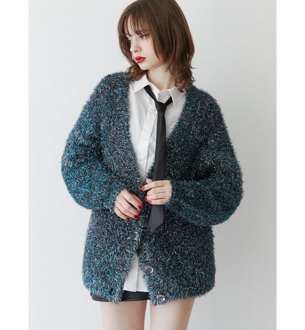 jouetie「ラメシャギーVネックカーデ」|カーディガン|