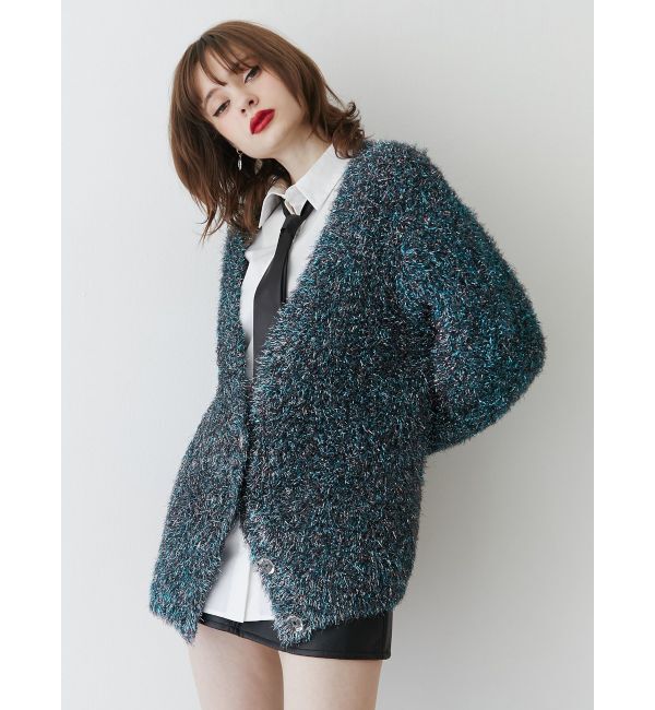 jouetie「ラメシャギーVネックカーデ」|カーディガン|