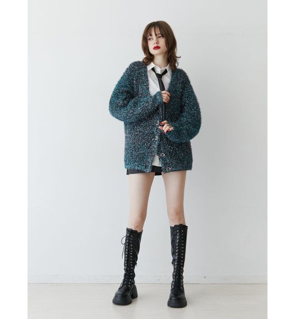 jouetie「ラメシャギーVネックカーデ」|カーディガン|