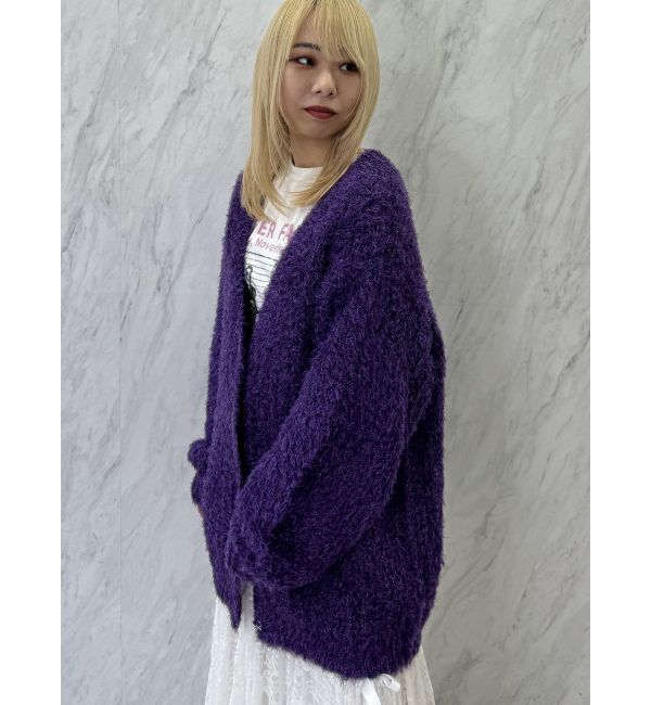 jouetie「ラメシャギーVネックカーデ」|カーディガン|