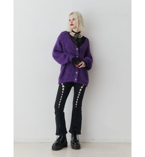 jouetie「ラメシャギーVネックカーデ」|カーディガン|